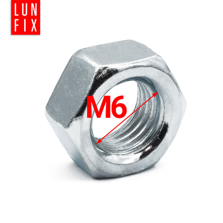Sechskantmutter M6 - 25 Stück Festigkeit 6 Verzinkter Stahl Regelgewinde DIN 934