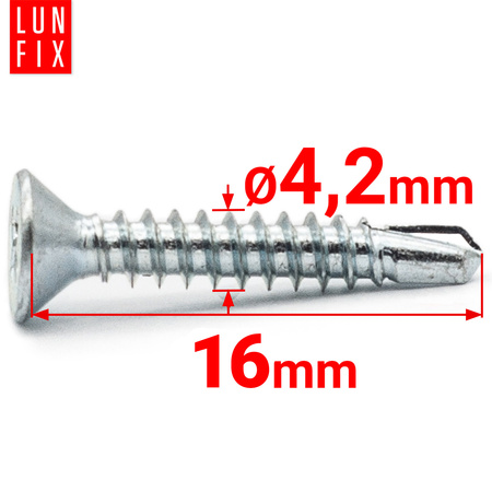 Blechschrauben mit Senkkopf 4,2 x 16 mm 1000 Stück DIN7504