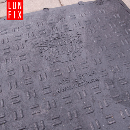 Kanaldeckel Schachtabdeckung mit Flanschrahmen 60x60cm Schwarz