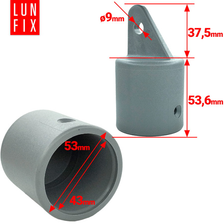 Strebenkappe zur Befestigung Grau für 42 mm Pfosten