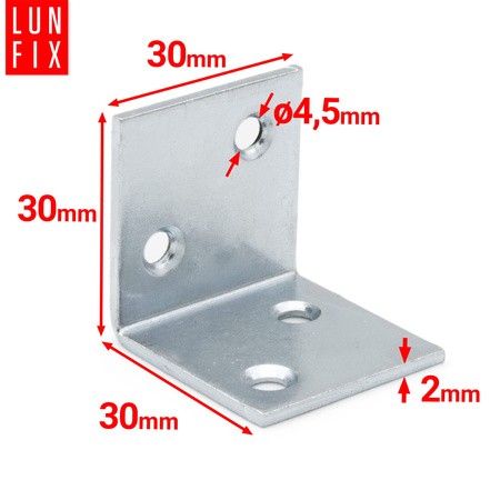 Breitwinkel Eckwinkel 30x30x30x2 mm 50 Stück