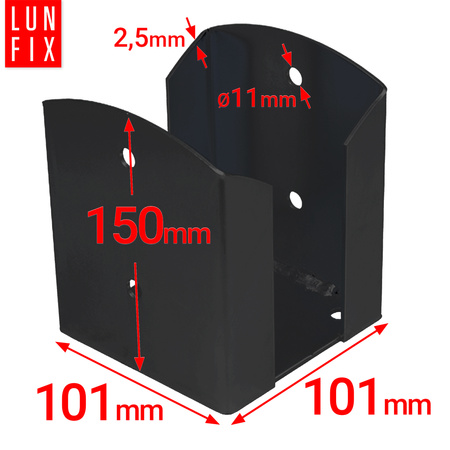 Pfostenträger Shwarz 101x150x2,5 mm