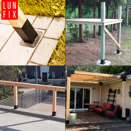 Montage Satz: Pfostenbasis Schwarz 7x7 + Schrauben