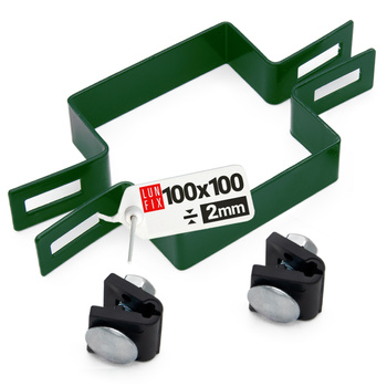 Mittelschelle Vierkant für 100x100 mm Pfosten Grün