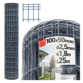 Drahtzaun Gartenzaun Anthrazit H1,8m L25m Maschenweite 100x50mm Ø2,5mm