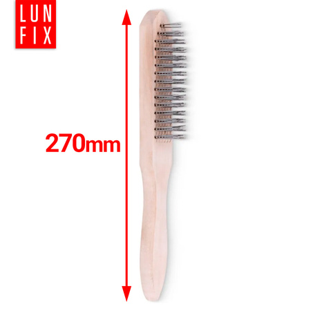 Szczotka druciana drewniana ręczna 5 rzędów 27cm