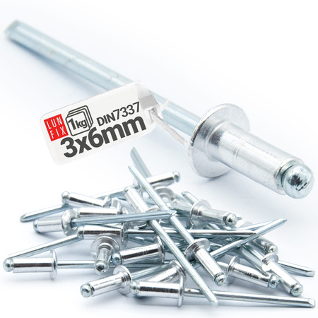 Aluminium Blindnieten DIN7337 3x6 mm 1kg Silber