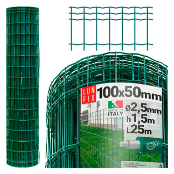 Drahtzaun Gartenzaun Grün H1,5m L25m Maschenweite 100x50mm Ø2,5mm