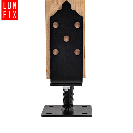 Montage Satz: Pfostenträger Verstellbar Schwarz + Schrauben