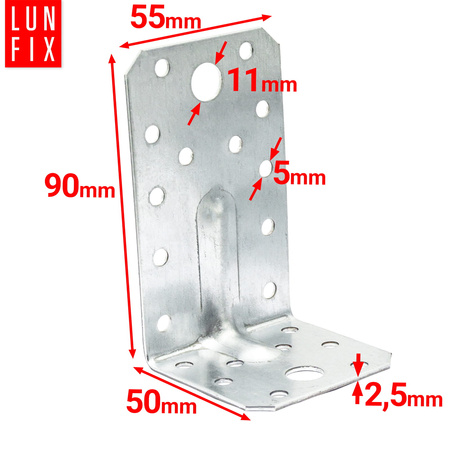 Schwerlast Winkelverbinder 50x90x55x2,5 mm 10 Stück