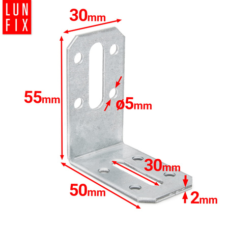 Justierbare Winkelverbinder 50x55x30x2 mm 10 Stück