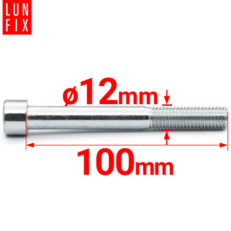 Zylinderkopfschrauben mit Innensechskant M12x100 mm Teilgewinde Festigkeitsklasse 8.8 1kg (10Stk.) DIN 912