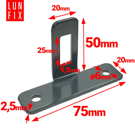 Zaunhalter Wandanschluss 75x45 mm RAL7016 Anthrazit