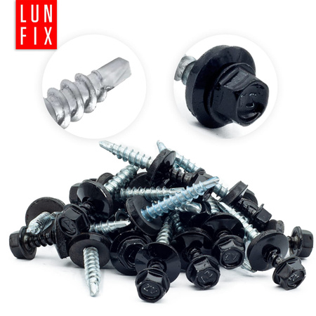 Trapezblechschrauben 4,8 x 20 mm 250 Stück Tiefschwarz RAL 9005