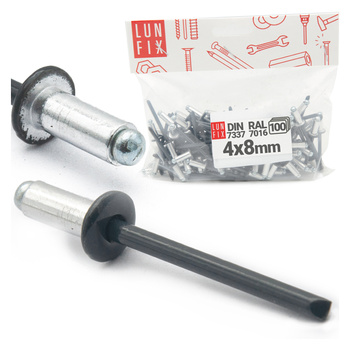 Aluminium Blindnieten DIN7337 4x8 mm 100 Stück RAL 7016 Anthrazitgrau