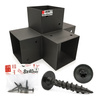 Montage Satz: Schwarz Eckverbinder X 9 x 9 cm + Schrauben