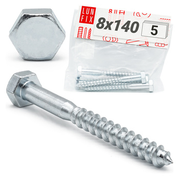 Sechskant Holzschrauben 8 X 140 mm 5 Stück DIN571