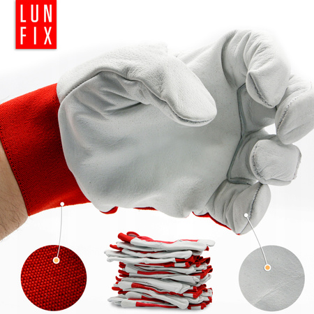 Gefütterte Montagehandschuhe Leder Größe, 9 L 12stk