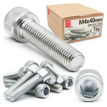 Zylinderkopfschrauben mit Innensechskant M4x40 mm Festigkeitsklasse 8.8 1kg (215 Stk.) bis Kopf DIN 912
