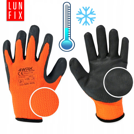 Winter-Arbeitshandschuhe Baumwolle mit Latex, Größe 9 L
