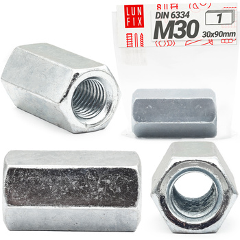 Gewindemuffe M30 DIN 6334 Sechskant Langmutter 1 Stück