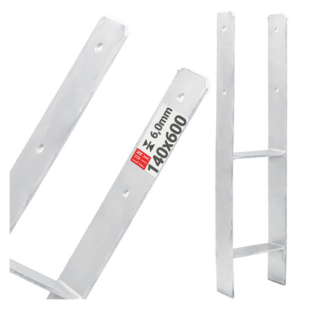 H-Pfostenträger zum Einbetonieren 140x600x6mm