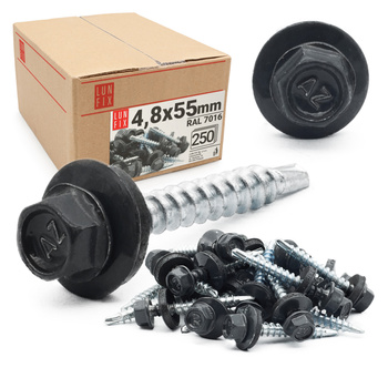 Trapezblechschrauben 4,8 x 55 mm 250 Stück Anthrazit RAL 7016