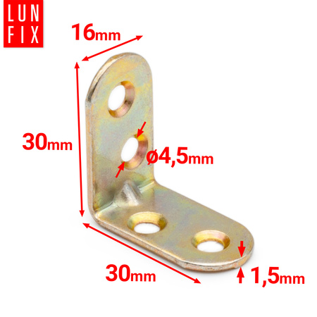 Möbelbauwinkel Gelb Verzinkt 30x30x16x1,5 mm 4 Stück
