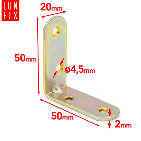 Möbelbauwinkel Gelb Verzinkt 50x50x20x2 mm 10 Stück