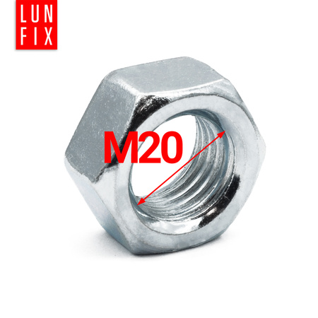 Sechskantmutter M20 - 5 Stück Festigkeit 6 Verzinkter Stahl Regelgewinde DIN 934