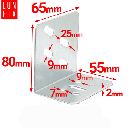 Türrahmenwinkel 80x55x65mm UA75 Verzinkt