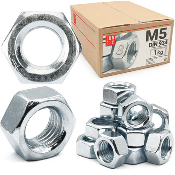 Sechskantmutter M5 - 1 Kg (ca.1000 Stk.) Festigkeit 8 Verzinkter Stahl, Regelgewinde DIN 934
