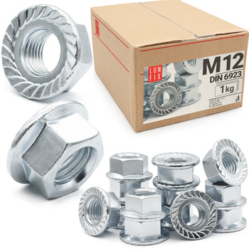Sperrzahnmutter M12 - 1Kg (ca.50 Stk.) verzinkter Stahl Flanschmutter DIN 6923