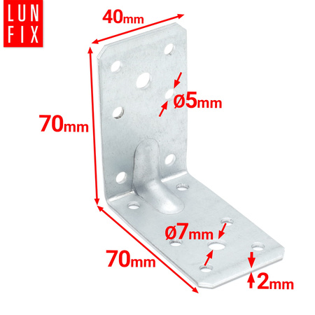 Winkelverbinder Lochplattenwinkel 70x70x40x2 20 Stück