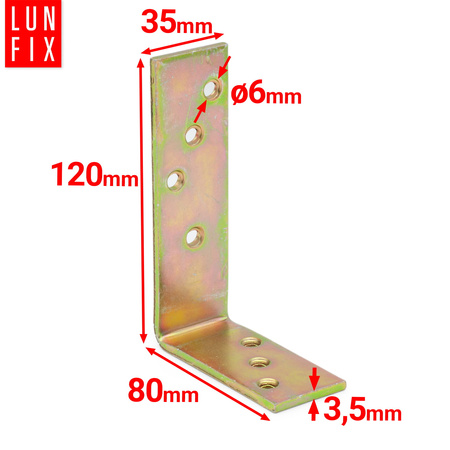 Konstruktionswinkel Balkenwinkel 120x80 Stärke 3 mm