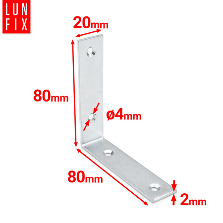 Stuhlwinkel Konstruktionswinkel 80x80x20x2 mm