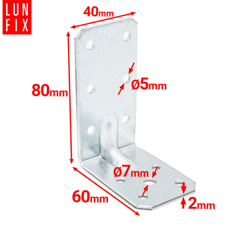 Winkelverbinder Lochplattenwinkel 80x60x40x2