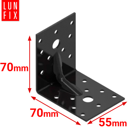 Shwarz Winkelverbinder Lochplattenwinkel 70x70x55x2