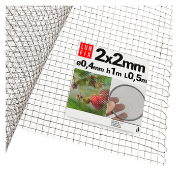 Edelstahlgitter 2x2mm AISI 304 ø0,4mm H1m L0,5m