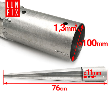 Einschlag-Bodenhülse Ø100mm 760 mm