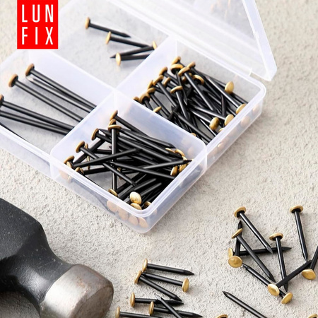 Bildernägel schwarz mit goldfarbenem Dekokopf  2x40 Betonnägel 100 Stück