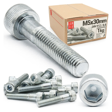 Zylinderkopfschrauben mit Innensechskant M5x30 mm Teilgewinde Festigkeitsklasse 8.8 1kg ( 170 Stk.) DIN 912