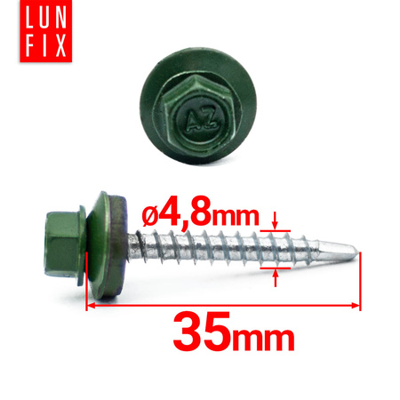 Trapezblechschrauben 4,8 x 35 mm 250 Stück Chromoxidgrün RAL 6020