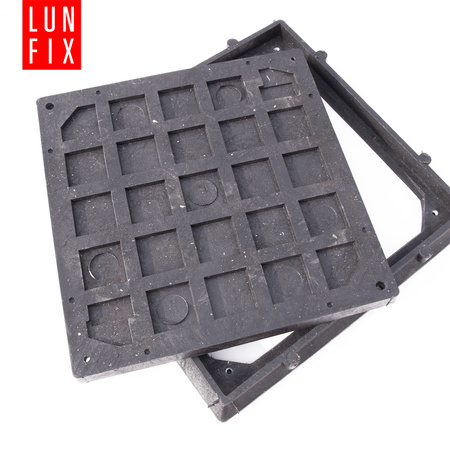 Kanaldeckel Schachtabdeckung mit Flanschrahmen 50x50cm Schwarz