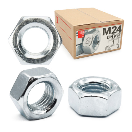 Sechskantmutter M24 - 1 Stück Festigkeit 8 Verzinkter Stahl, Regelgewinde DIN 934