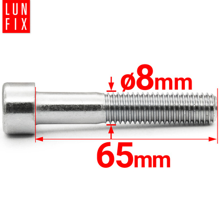 Zylinderkopfschrauben mit Innensechskant M8x65 mm Teilgewinde Festigkeitsklasse 8.8 1kg ( 31 Stk.) DIN 912