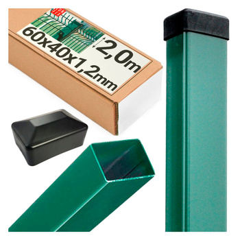 Słupek ogrodzeniowy 60x40 LUNBERG 60x40x2000 1,3mm grubości, zielony 200cm 2m