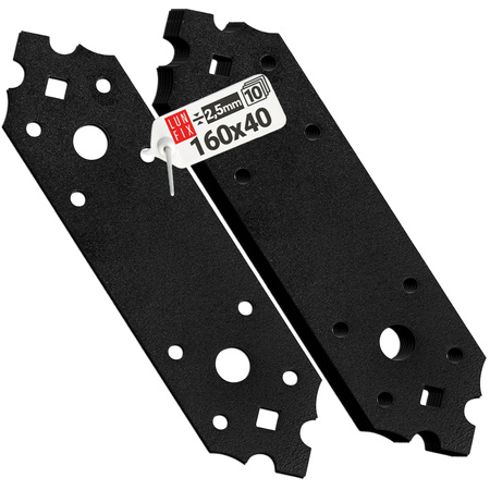 Flachverbinder 160x40x2,5mm Lochblech Schwarz 10 Stk