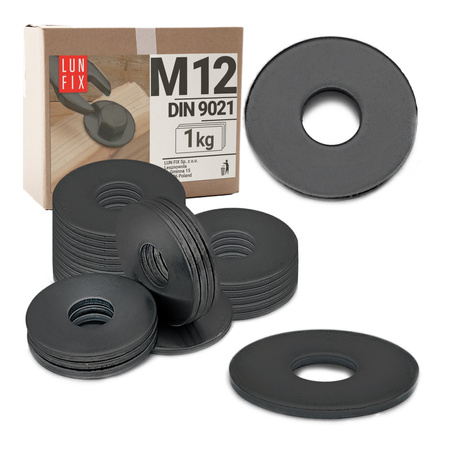 Runde Unterlegscheibe M12 Shwarz verzinkt DIN9021 1kg