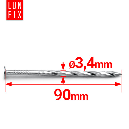 Drallnägel 3,4x90 5kg verzinkter Holzschraubennägel Drahtstifte Twistnägel 4"x1/8" Zoll